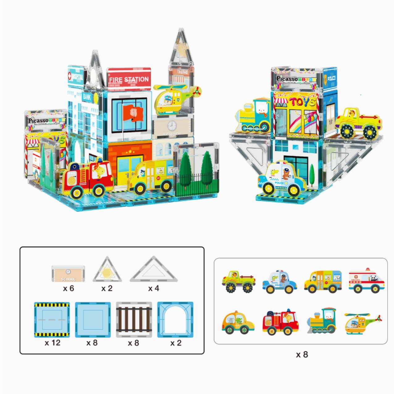 Magnetic Tiles Building Construction Blocks Metro City Town