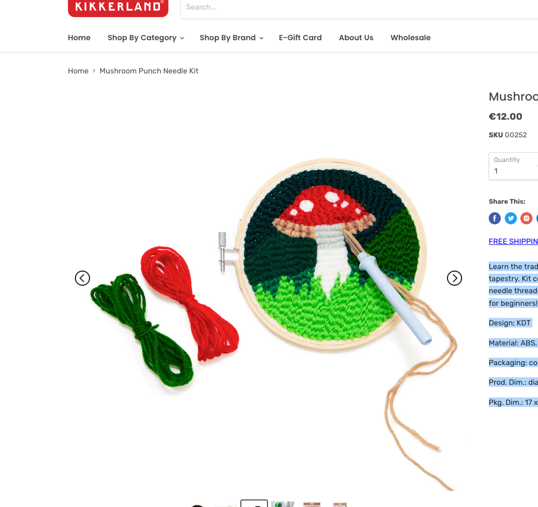 Mushroom Punch Needle Kit