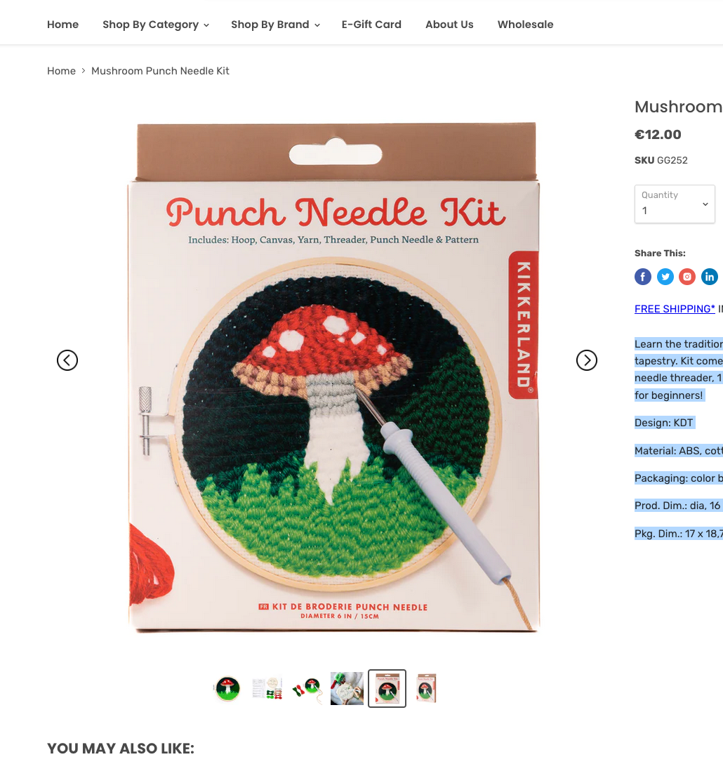 Mushroom Punch Needle Kit