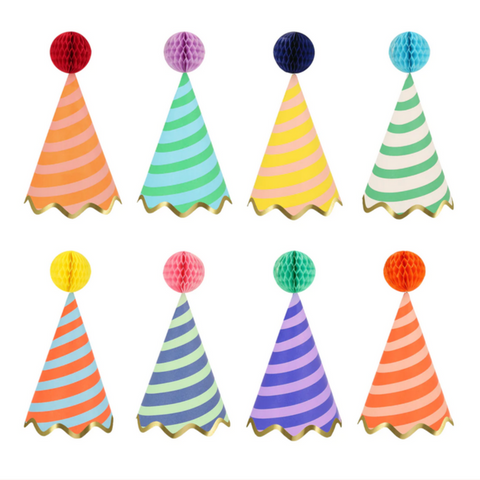 Stripe Party Hats (pk8)