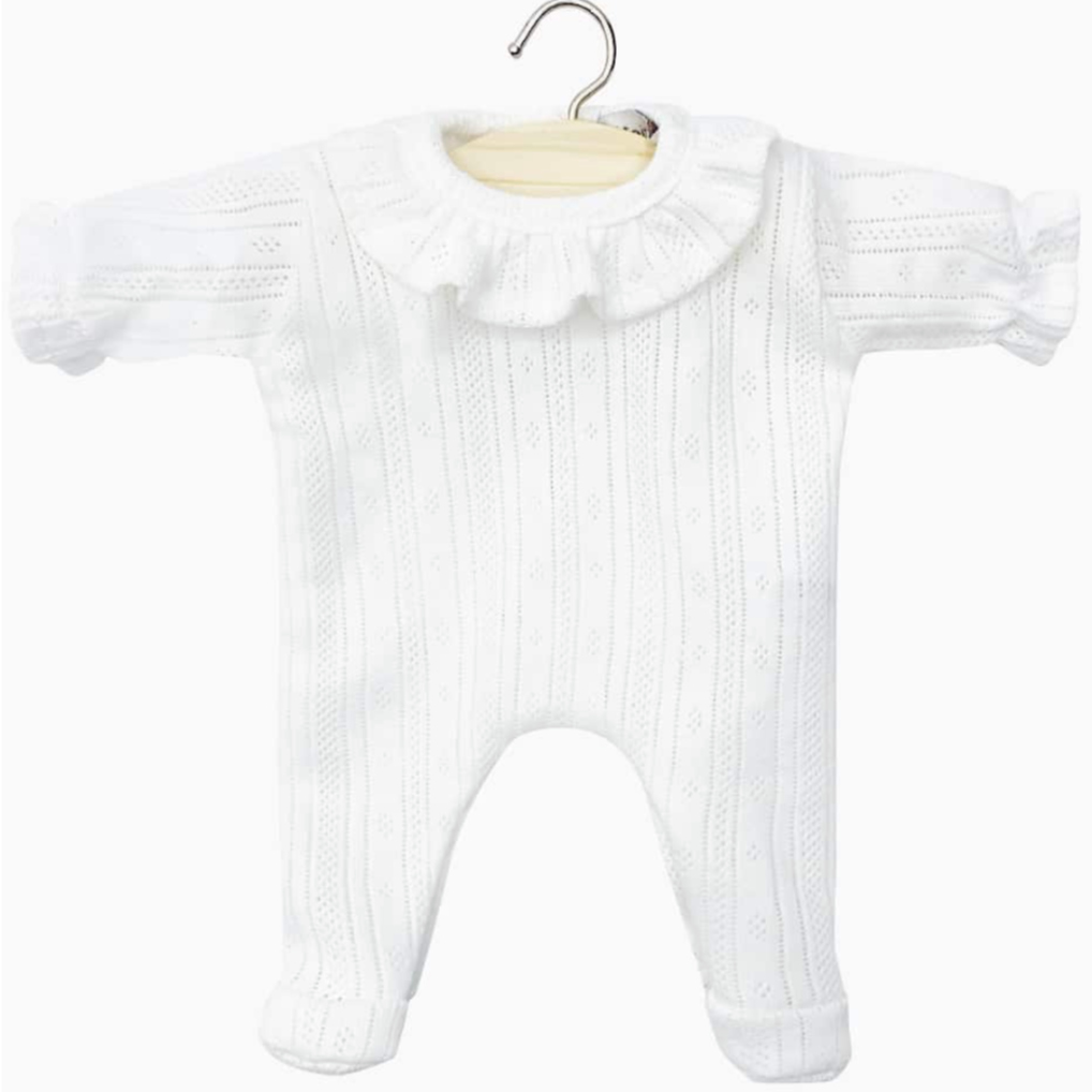 Camille Sleepsuit in White Striped Dotted Cotton -28cm