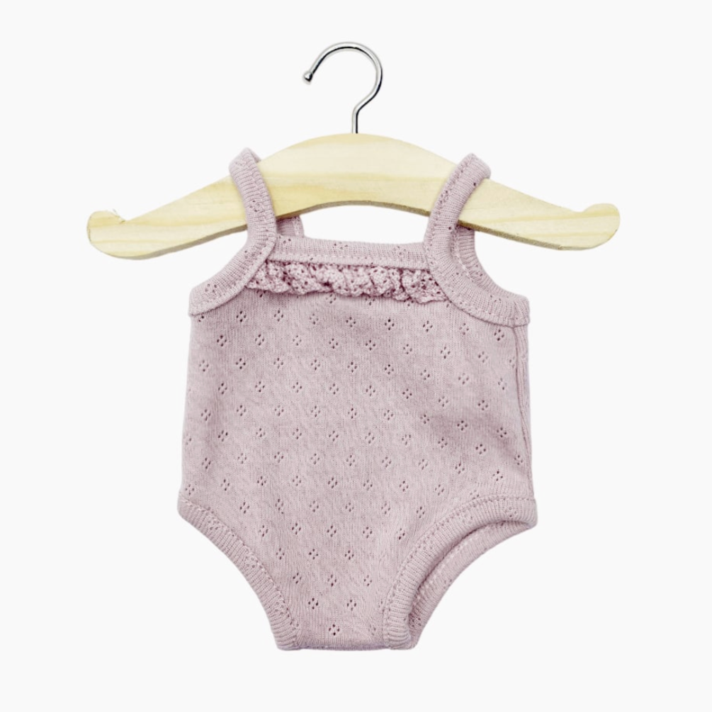 Pink dotted cotton strappy bodysuit -34cm