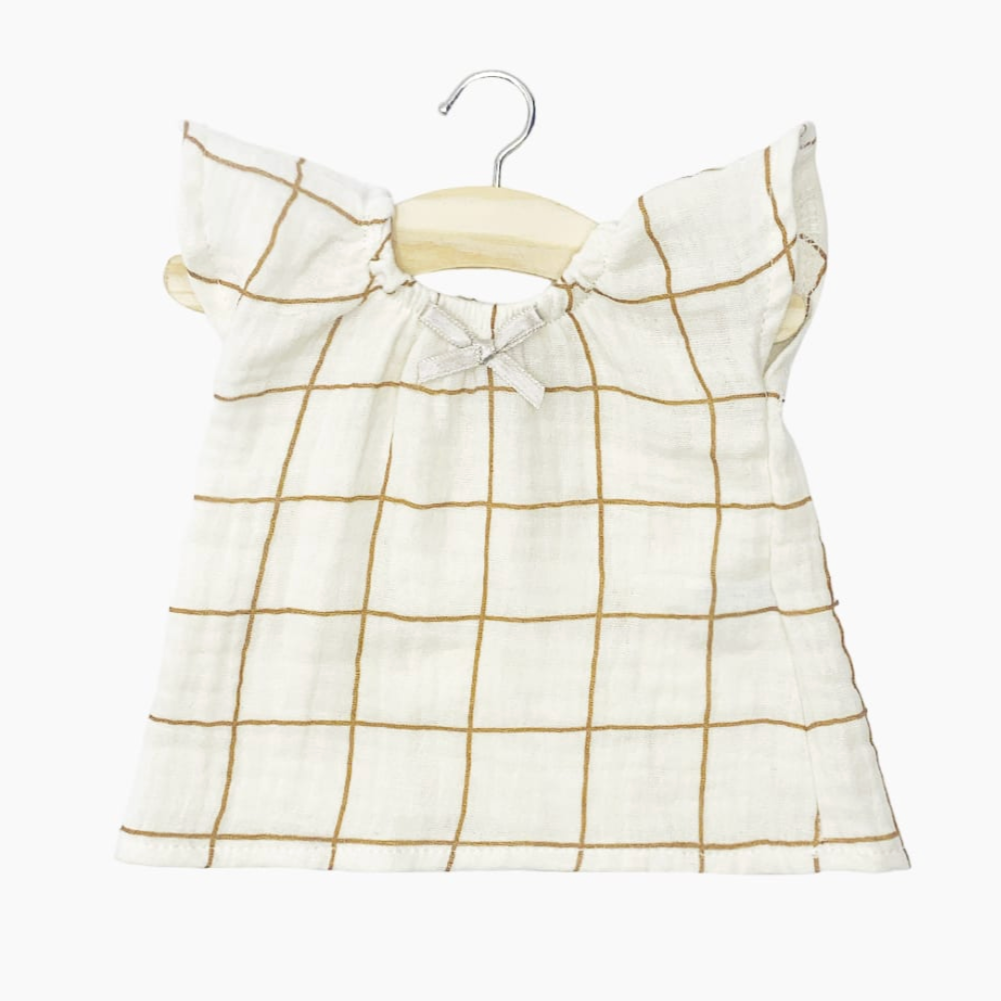 Mary nightgown in double gauze check Aldot -34cm