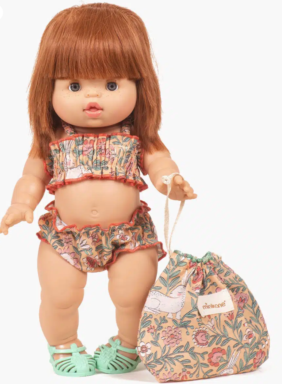 Retro 2-piece bohemian rabbit swimsuit with pouch -34cm