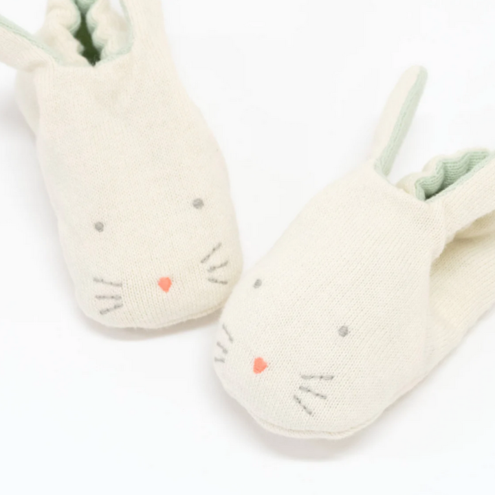 Organic Mint Bunny Baby Booties