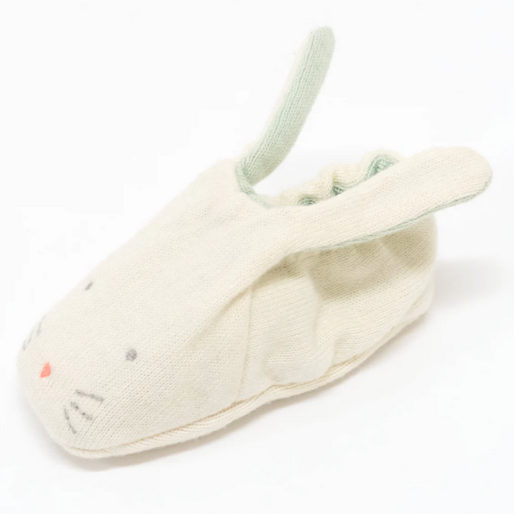 Organic Mint Bunny Baby Booties