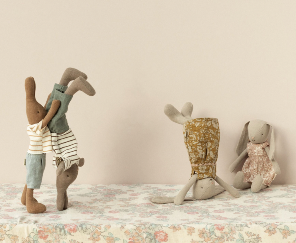 Rabbit Chocolate Brown in Striped Blouse and Shorts -size 1 mini