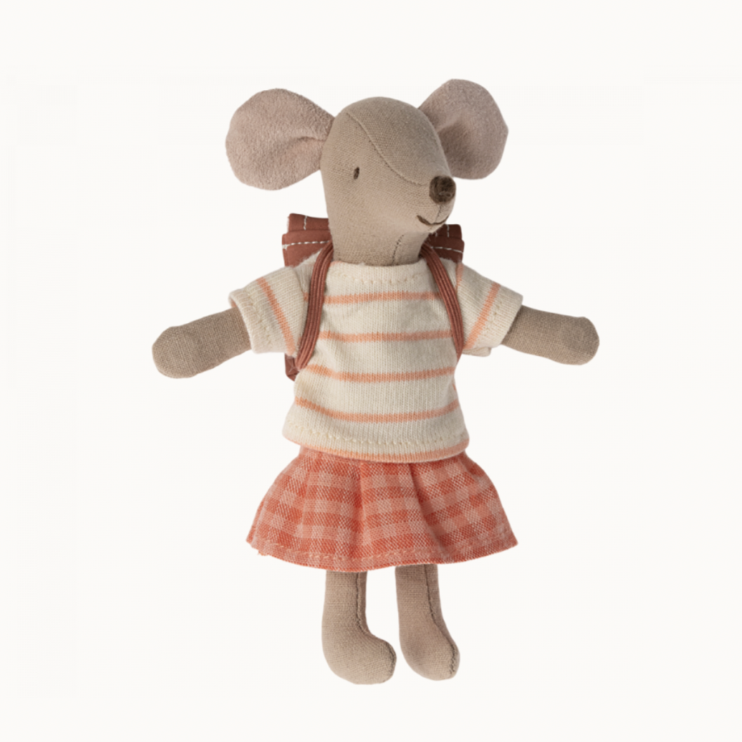 Big Sister with Bag -Tricycle Mouse  - coral