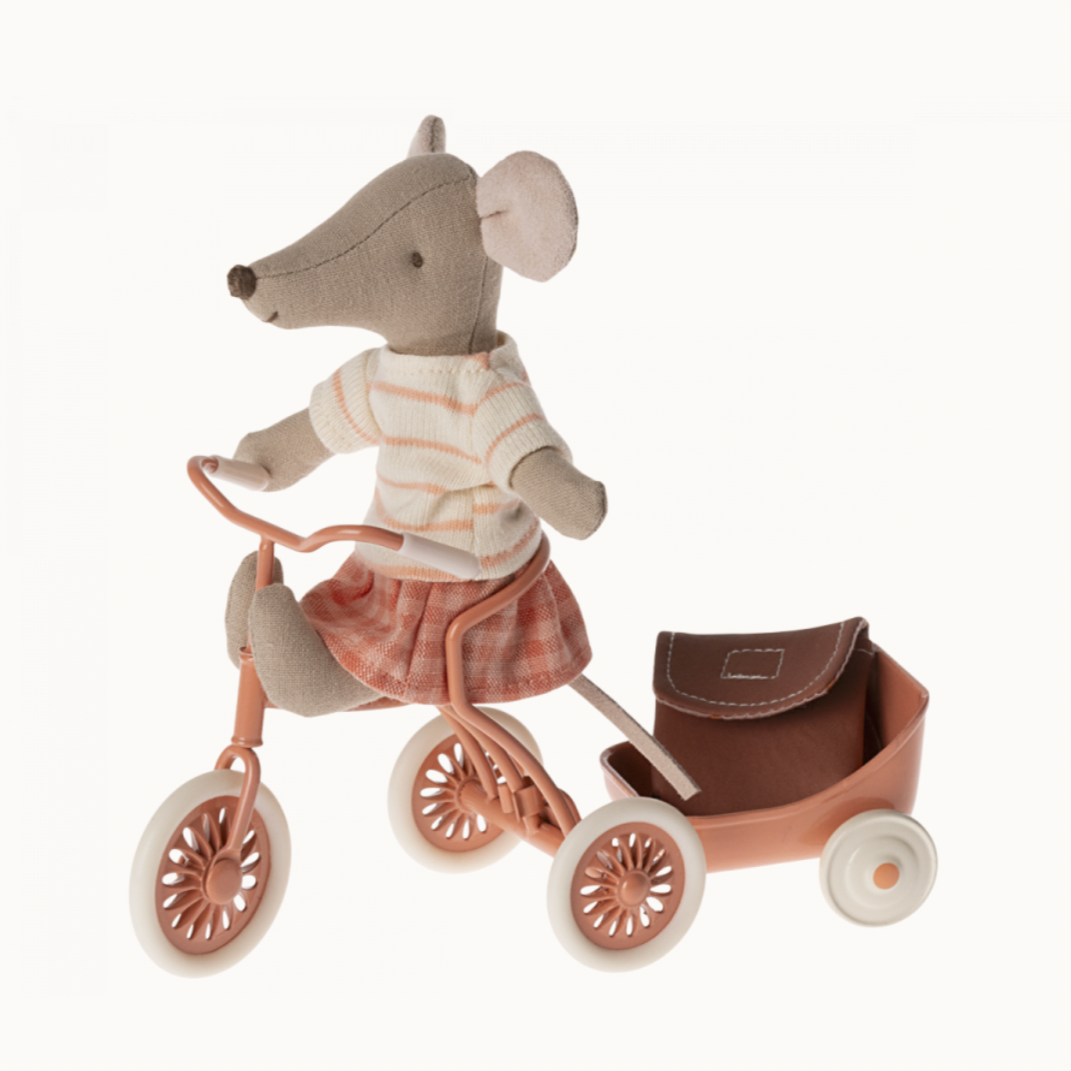 Big Sister with Bag -Tricycle Mouse  - coral