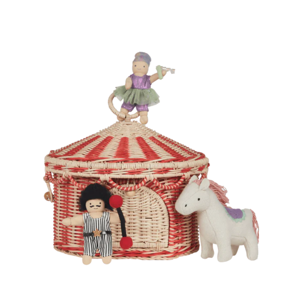 Circus Tent Basket - Red & Straw
