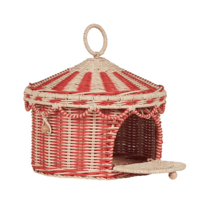 Circus Tent Basket - Red & Straw