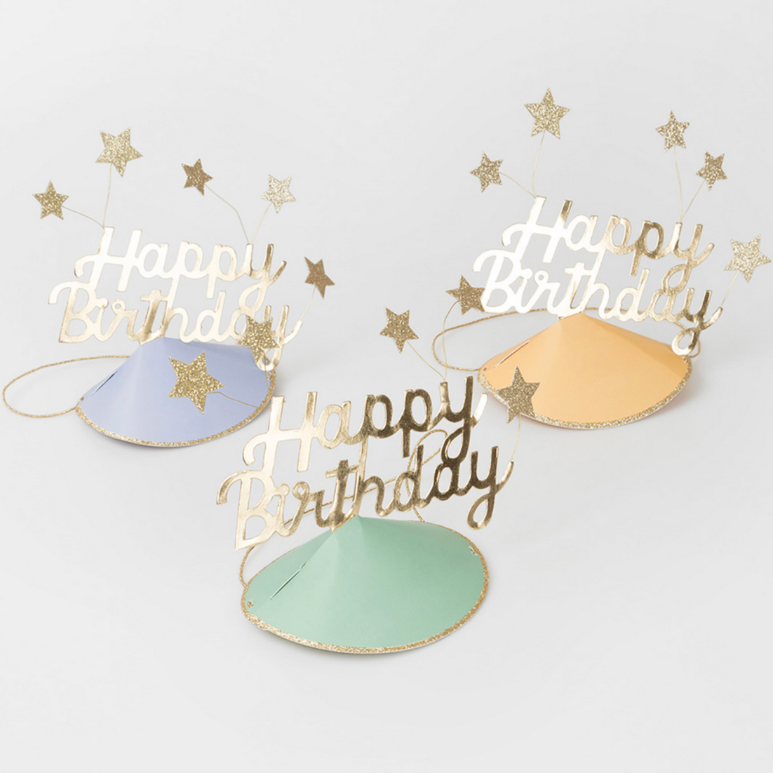 Happy Birthday & Stars Party Hats (x6)
