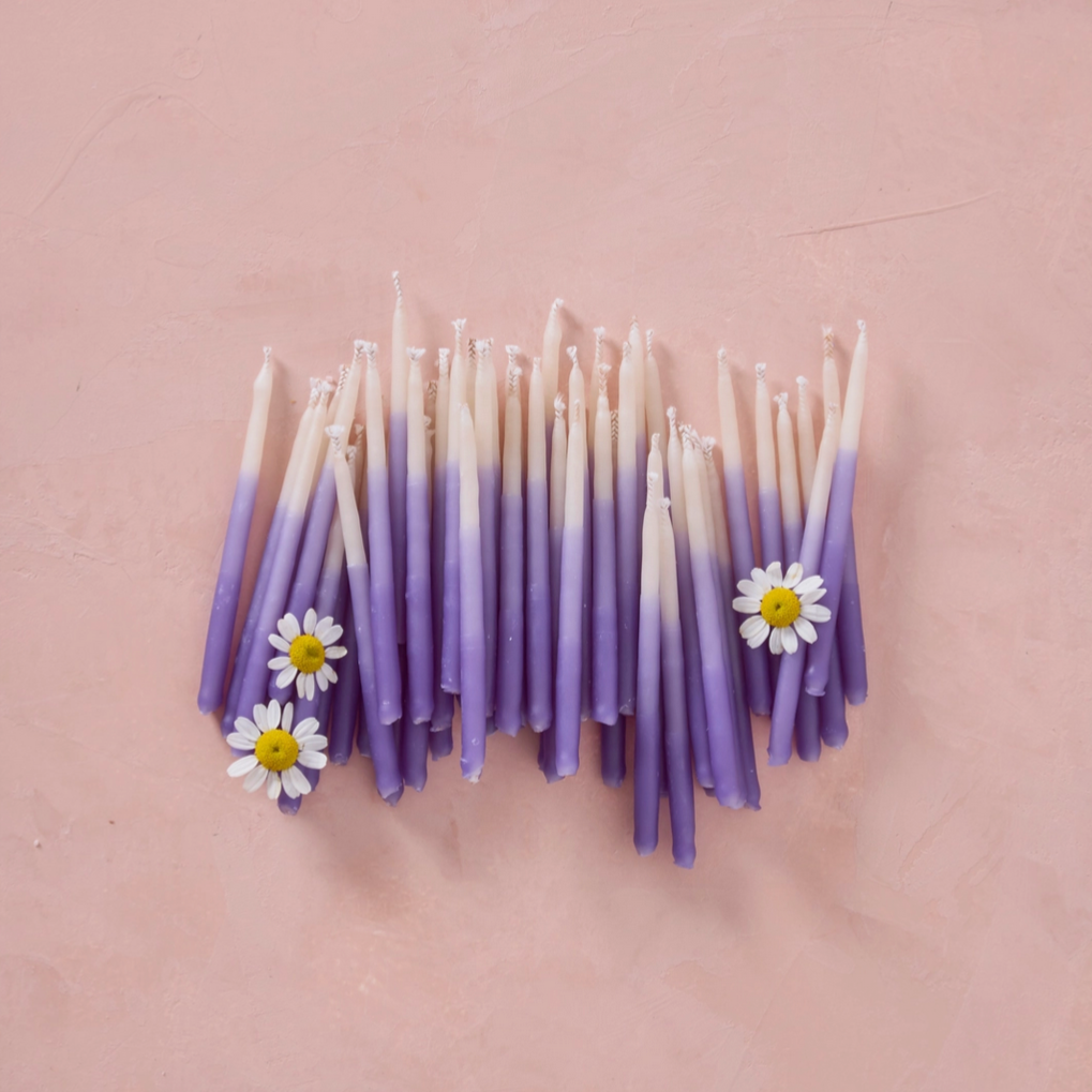 Violet Ombre Beeswax Birthday Candles (pk12)