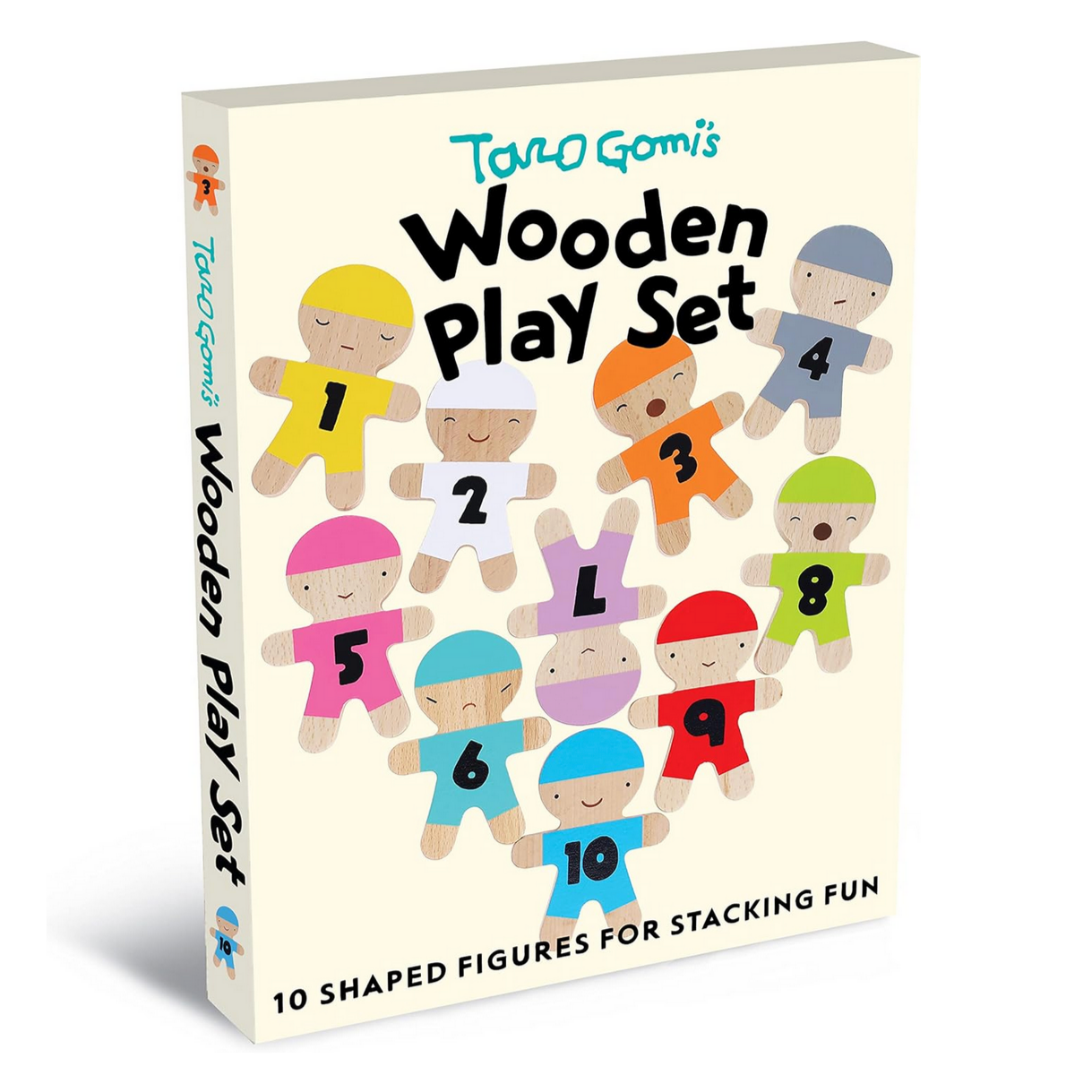 Chronicle Books Taro Gomi's Wooden Play Set | 10 Shapes Figured for Stacking Fun