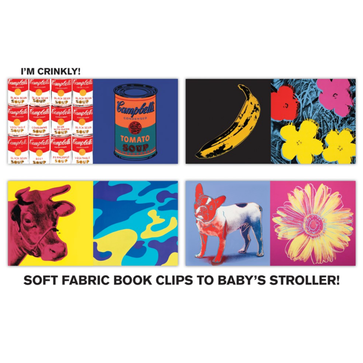 Crinkle Fabric Stroller Book Andy Warhol