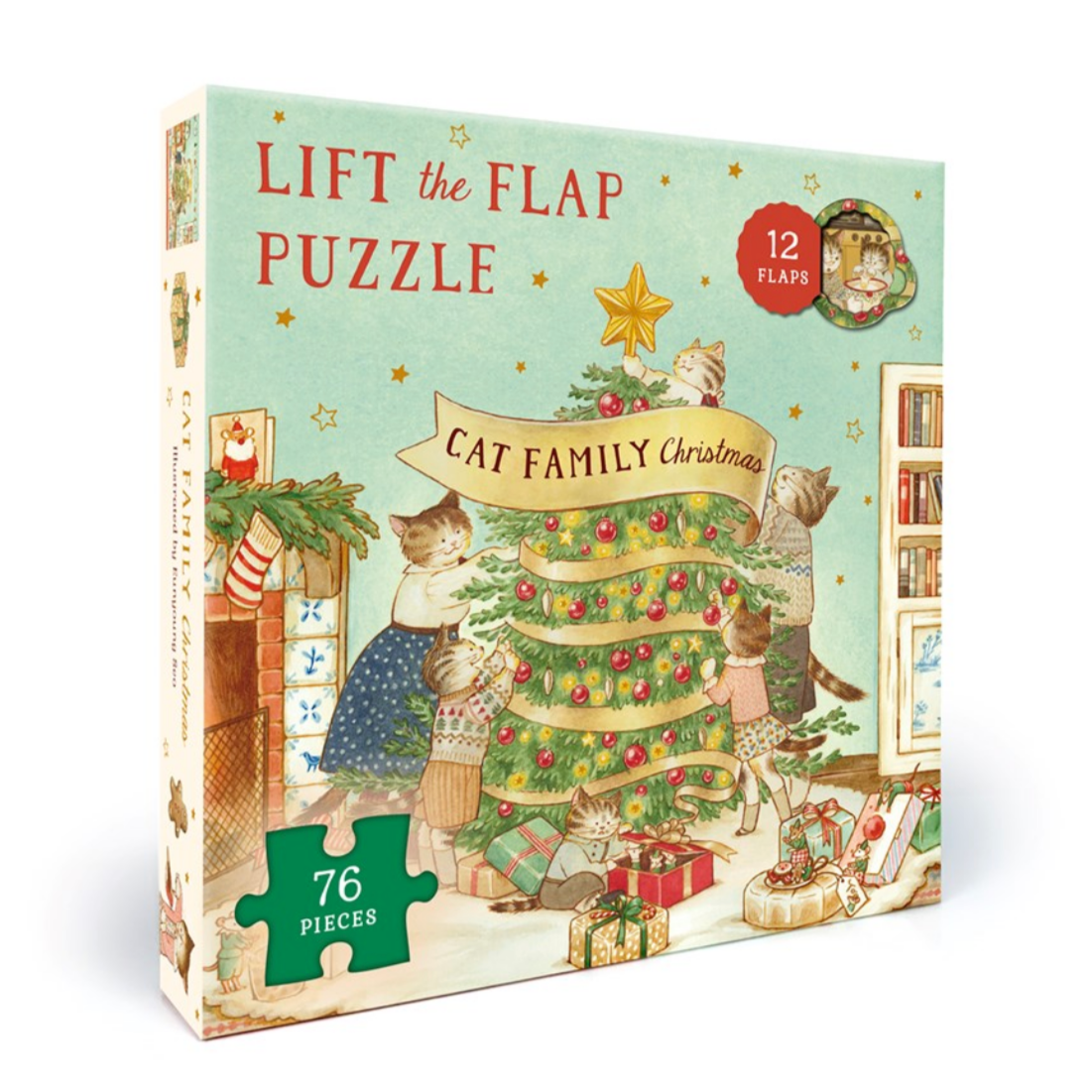 Cat Family Christmas Lift-the-Flap Puzzle -76pcs