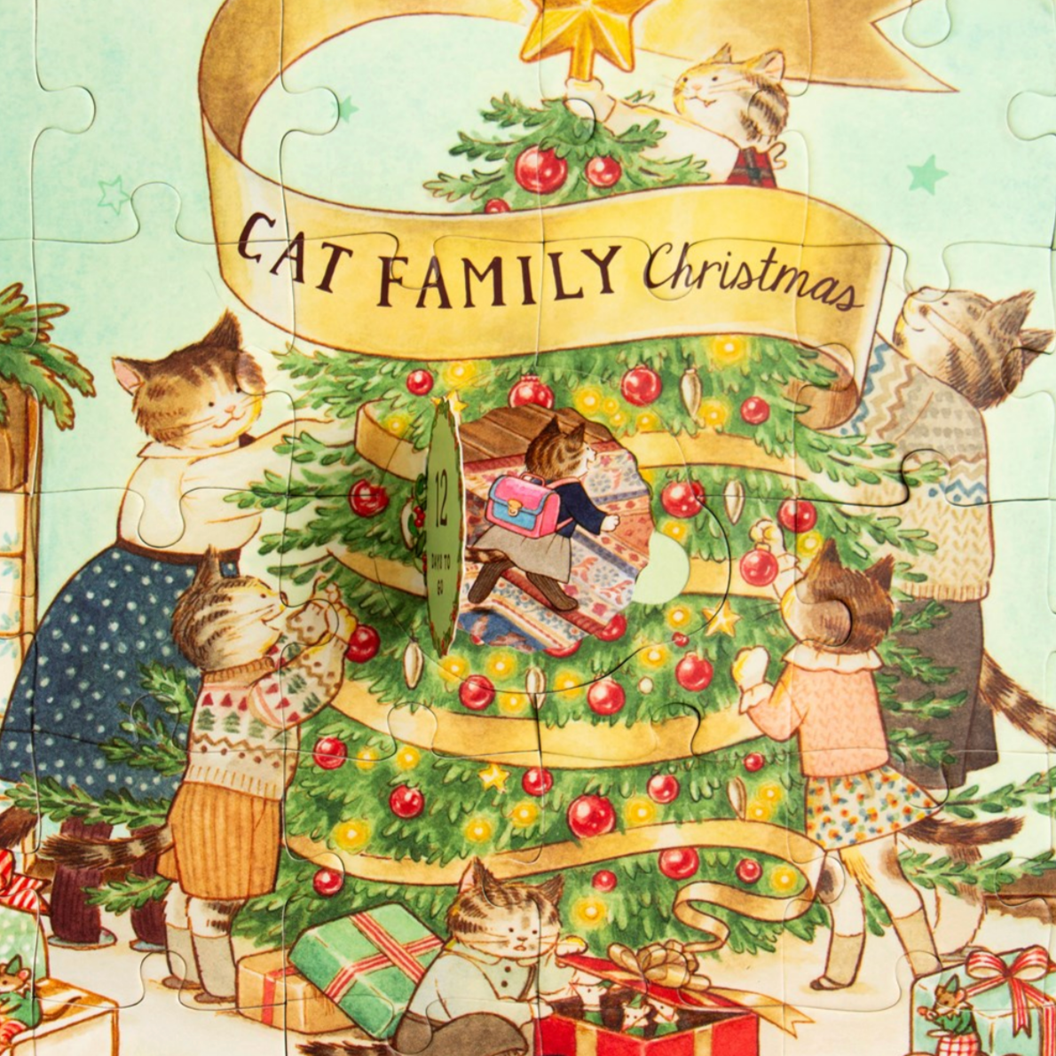 Cat Family Christmas Lift-the-Flap Puzzle -76pcs