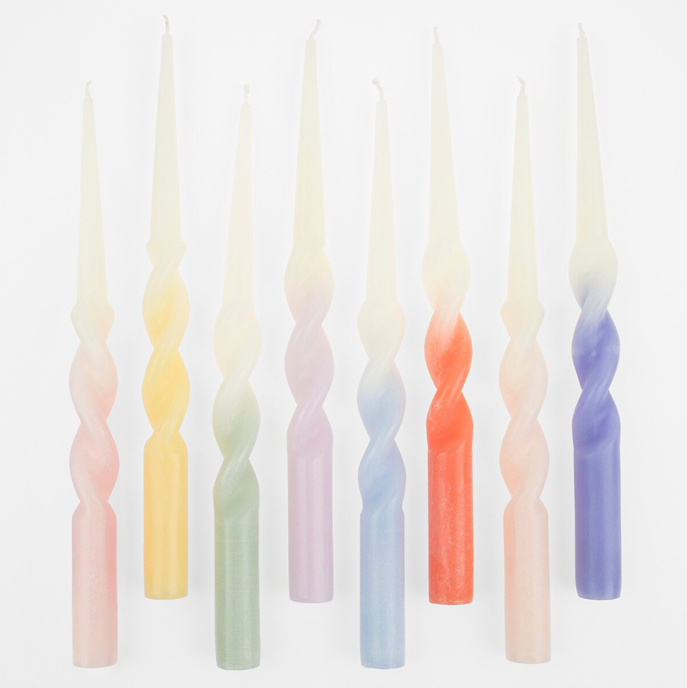 Rainbow Twisted Table Candles -8pk