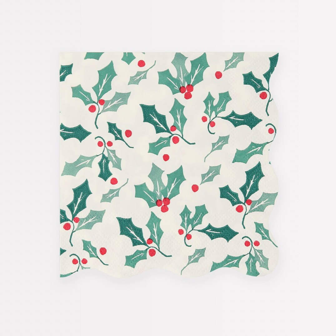 Holly Pattern Small Napkins (16pk)