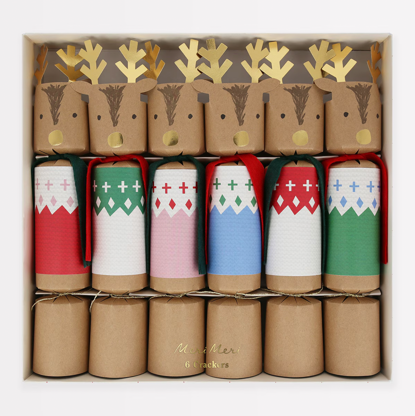 Woodland Jumper Reindeer Crackers -6pk