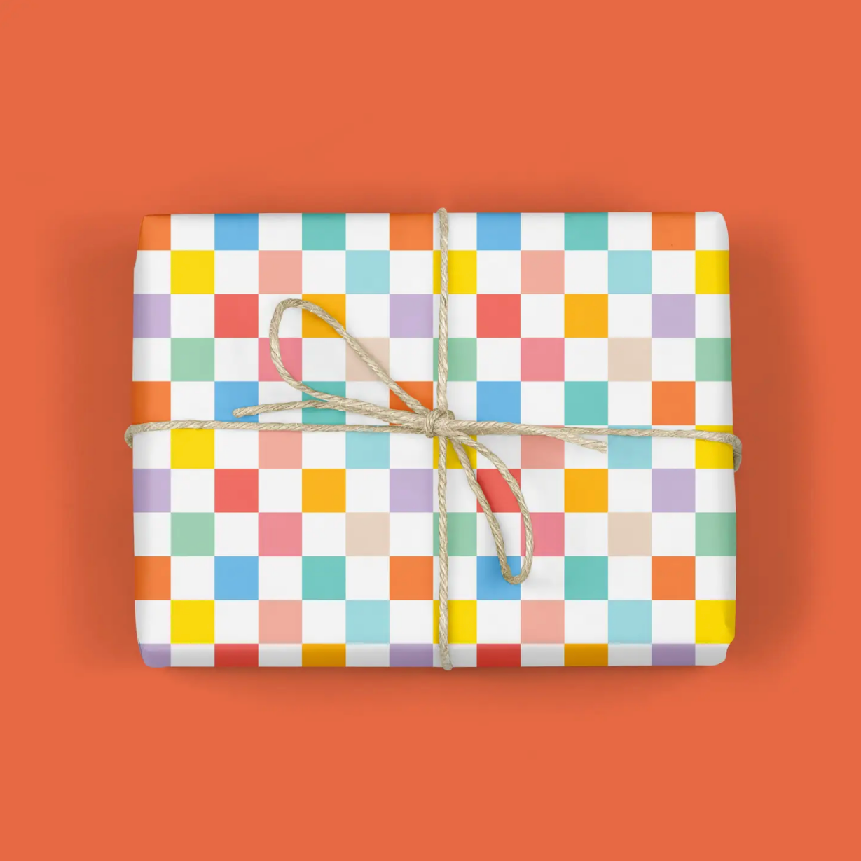 Rainbow Checkerboard Gift Wrap - Roll of 3 Sheets