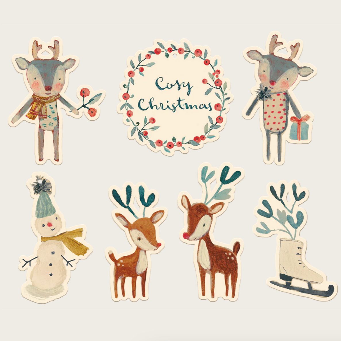 Gift tags Cosy Christmas -off white (14pcs)