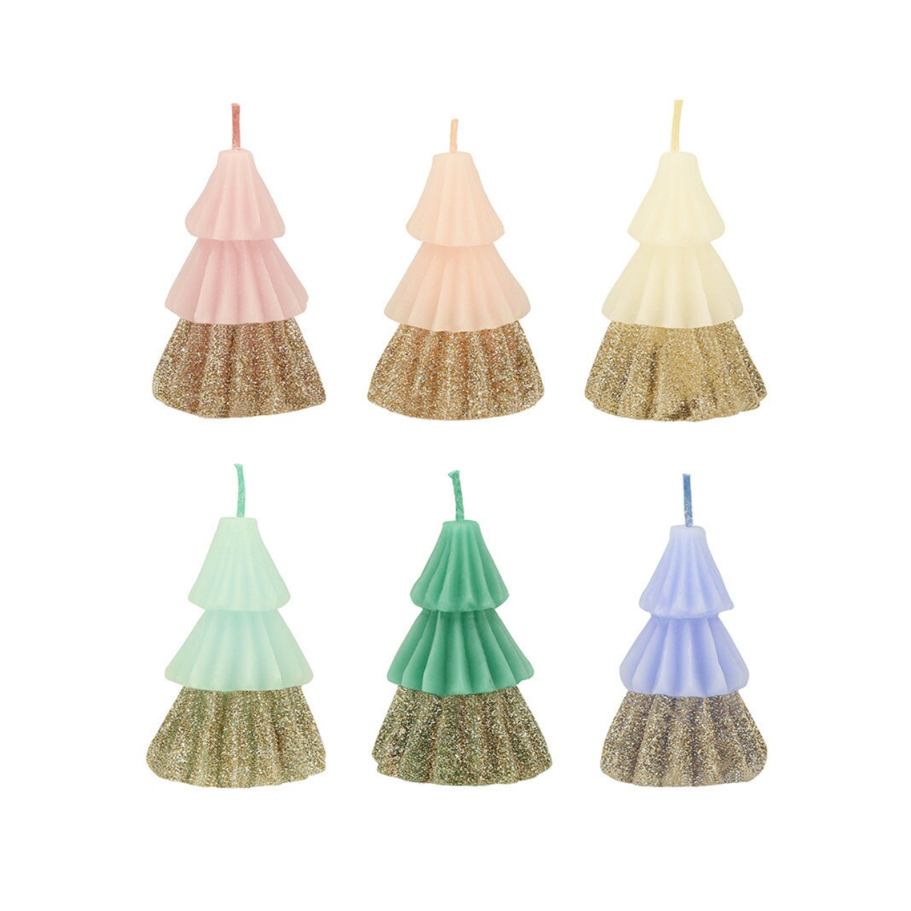 Rainbow Glitter Tree Candles (x6)