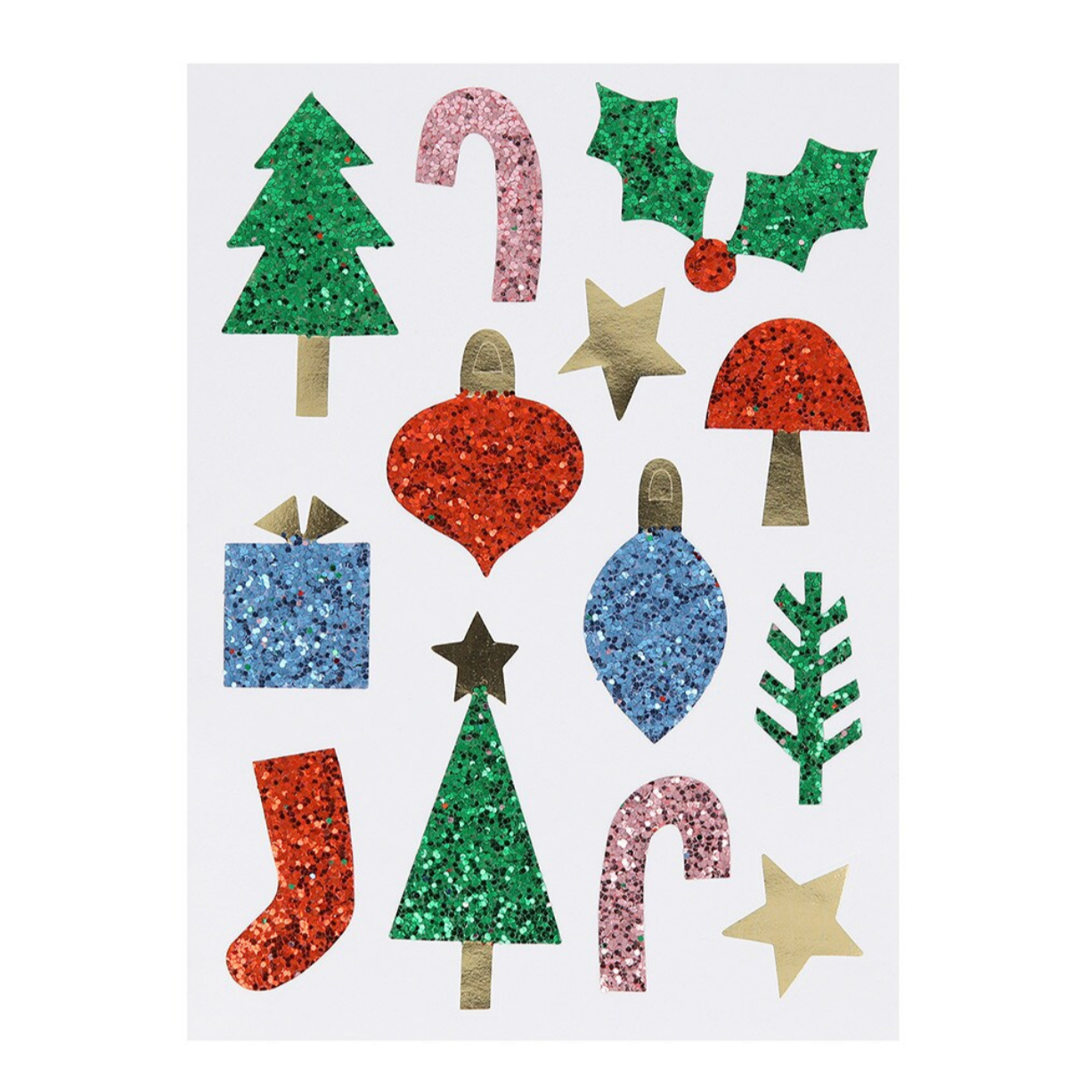 Christmas Icon Chunky Glitter Stickers (x8 sheets)