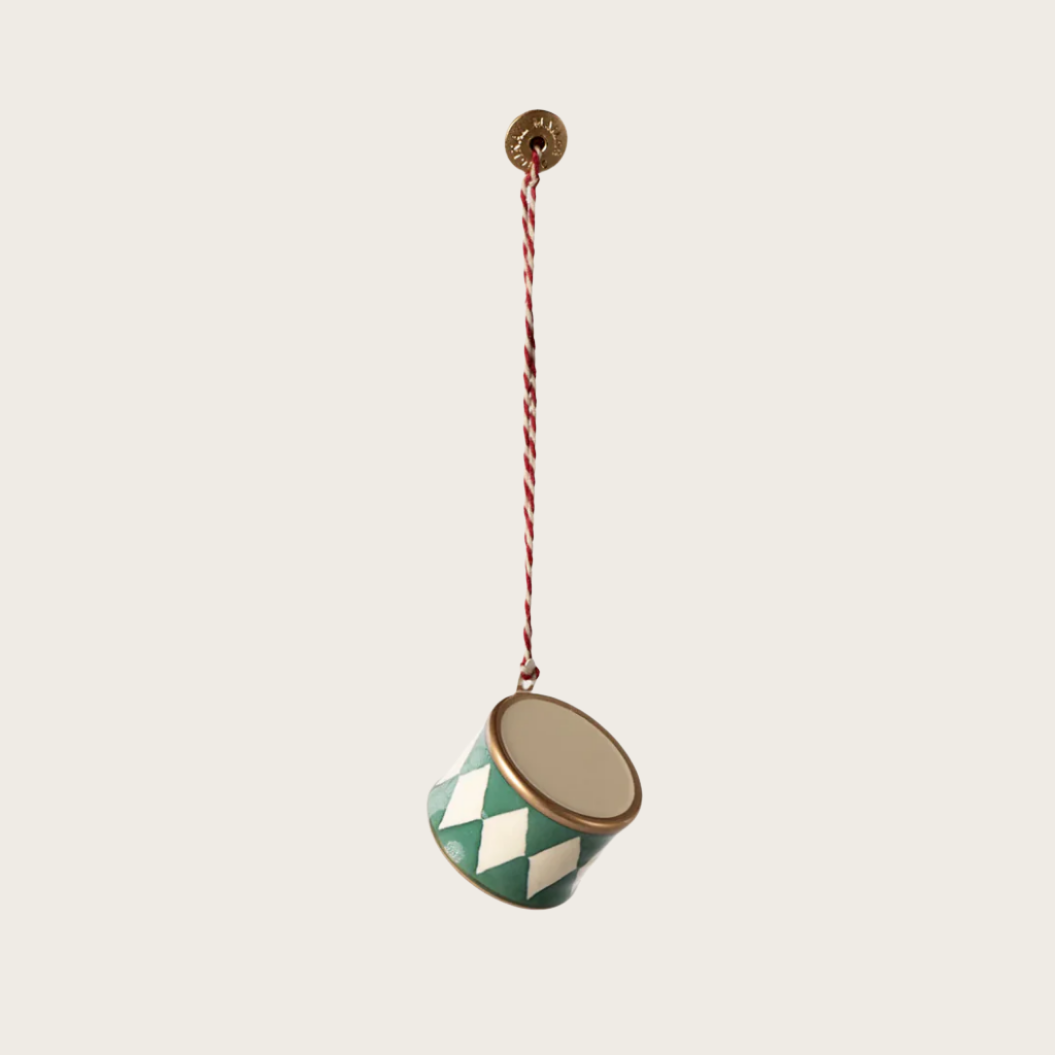 Maileg Metal Ornament Small Drum - dark green