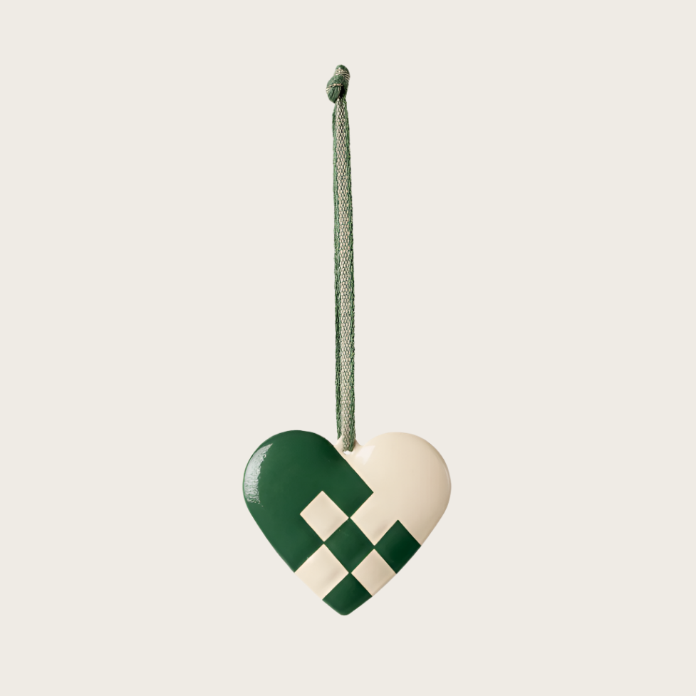 Maileg Metal Ornament Small Heart - dark green