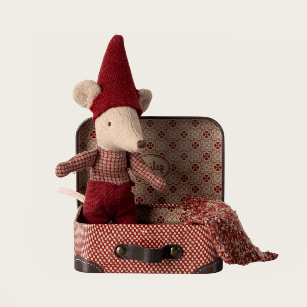 Christmas mouse Baby in suitcase