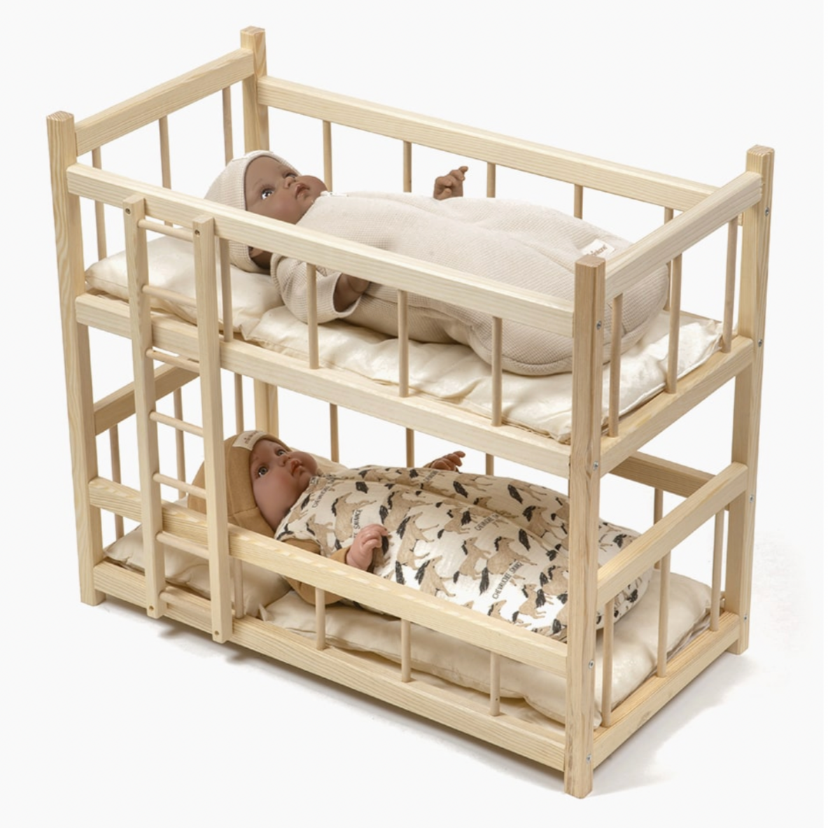 Minikane Wooden bunk beds with mattresses and pillows -34cm-47cm