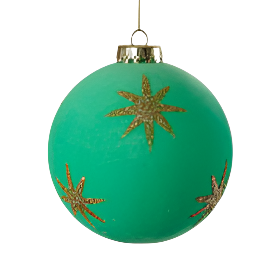 Flocked Star Ball Ornament