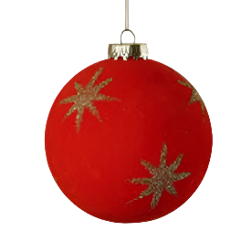 Flocked Star Ball Ornament