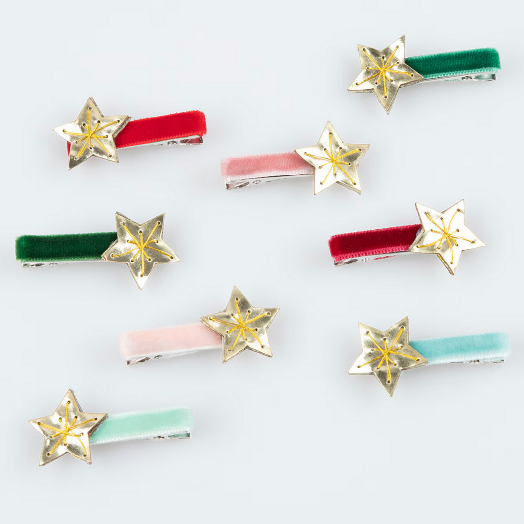 Gold Star Hair Clips -8pk