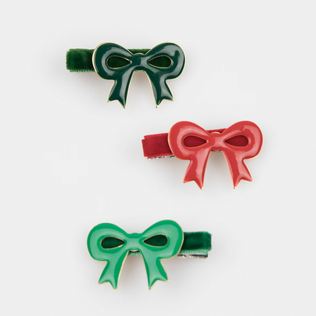 Enamel Bow Hair Clips -6pk