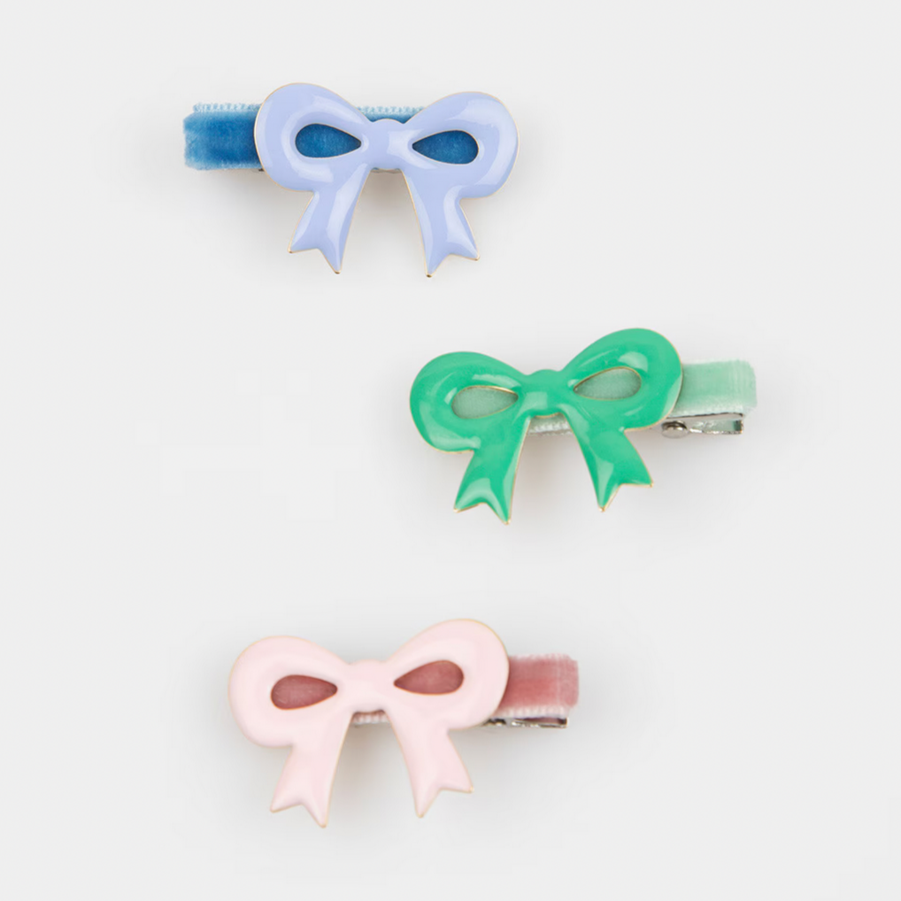 Enamel Bow Hair Clips -6pk