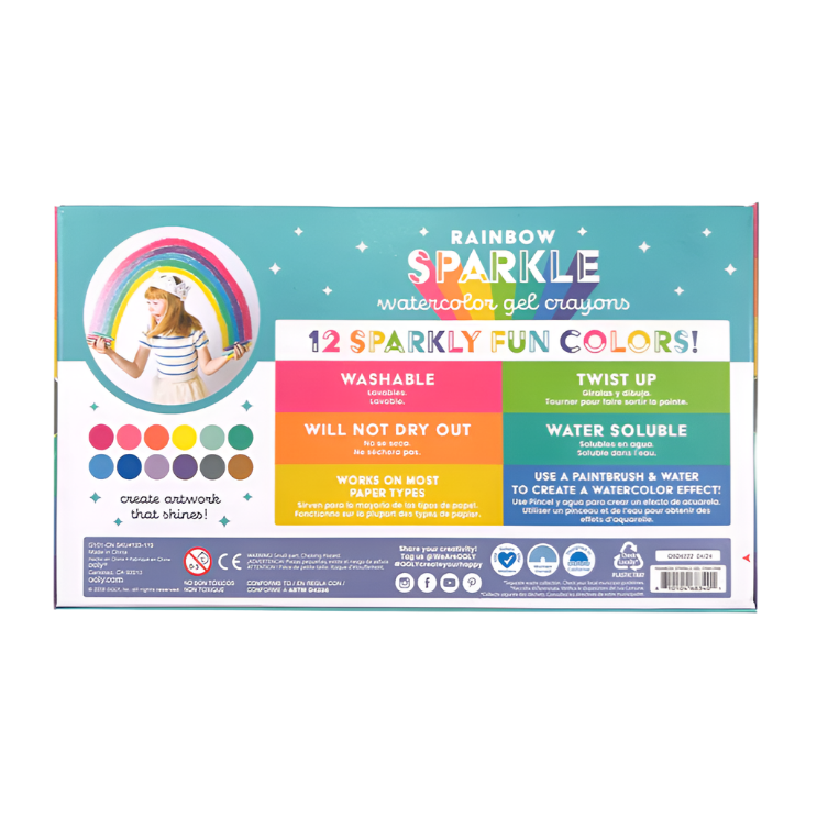 Rainbow Sparkle Metallic Watercolor Gel Crayons (12)