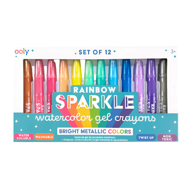 Rainbow Sparkle Metallic Watercolor Gel Crayons (12)