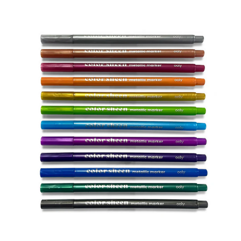 Color Sheen Metallic Colored Felt Tip Markers - Set of 12