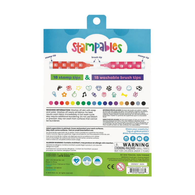 Stampables Double-Ended Stamp & Brush Markers - Set of 18