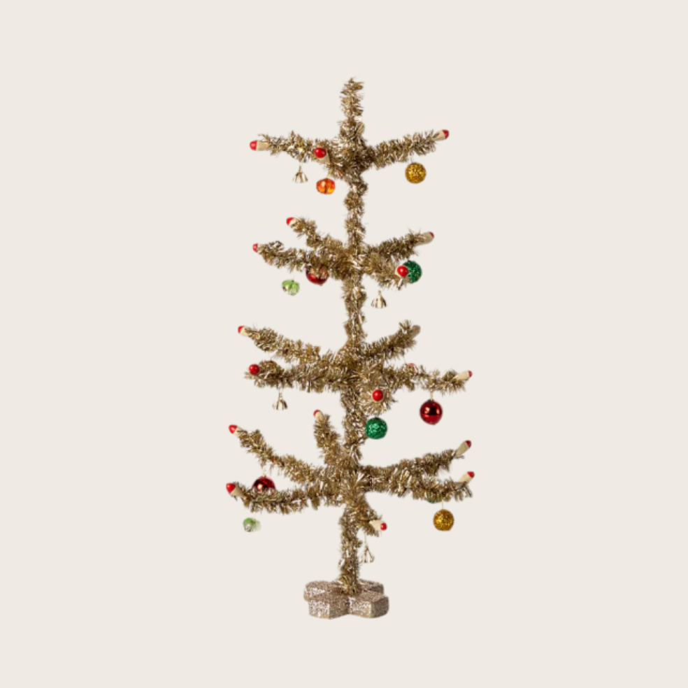 Gold Christmas tree - Red and green decoration