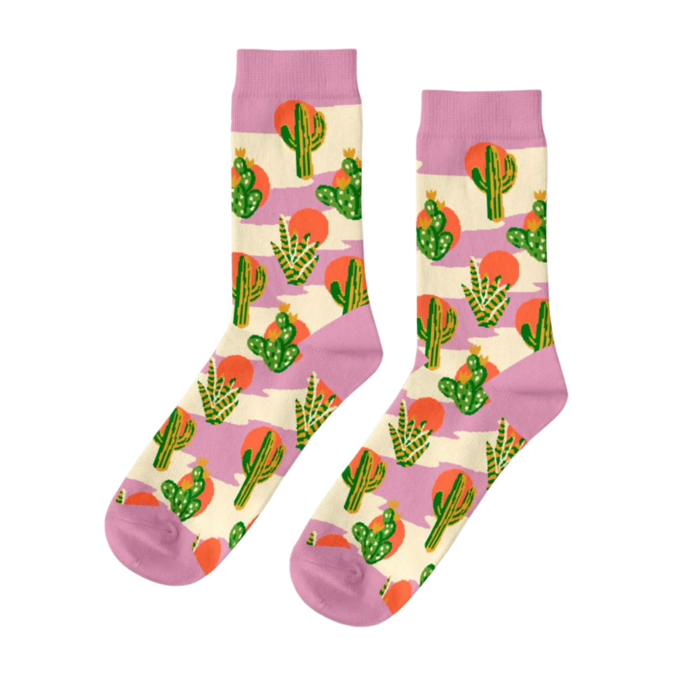 Cactus Sunset Crew Socks - Small