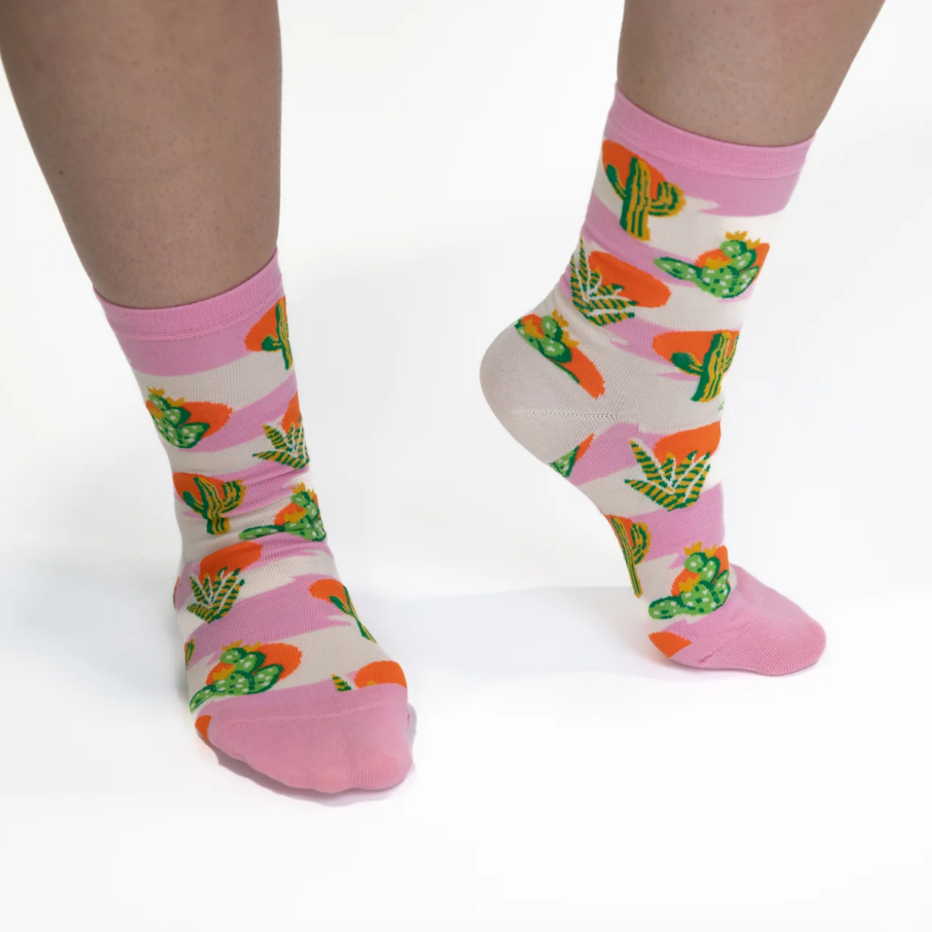 Cactus Sunset Crew Socks - Small