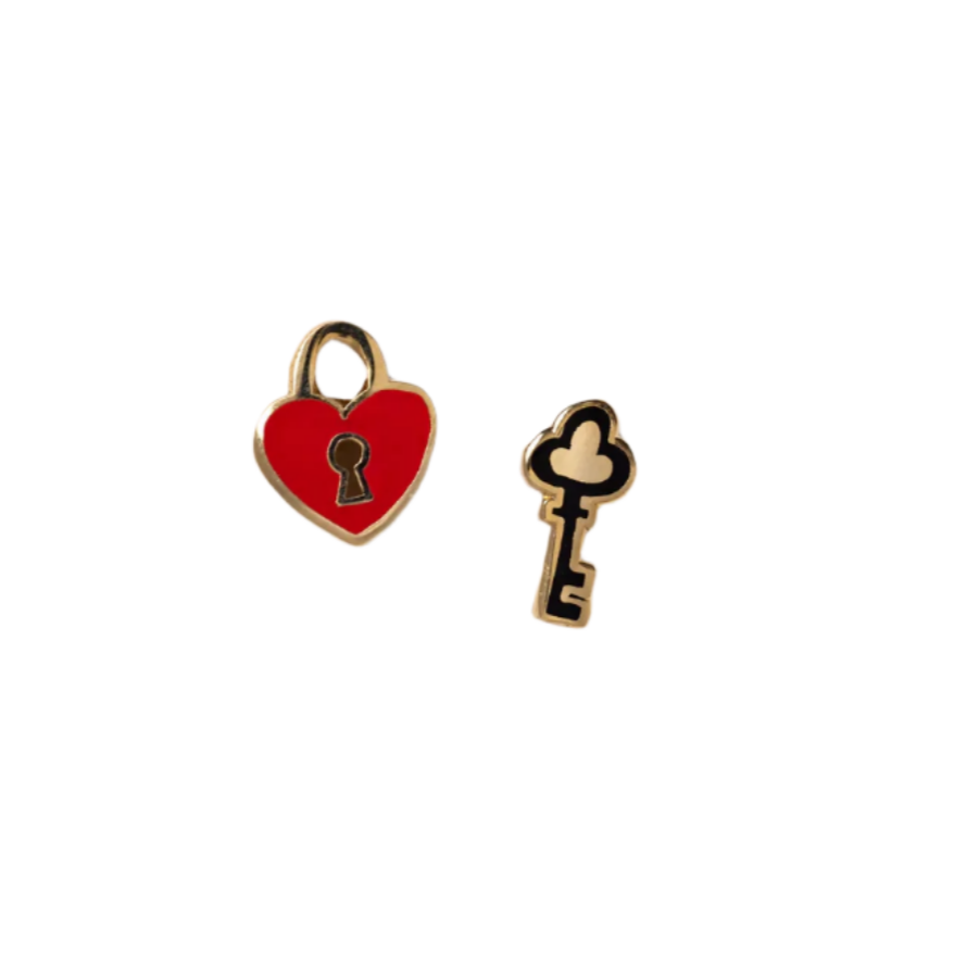 Heart Lock & Key Earrings