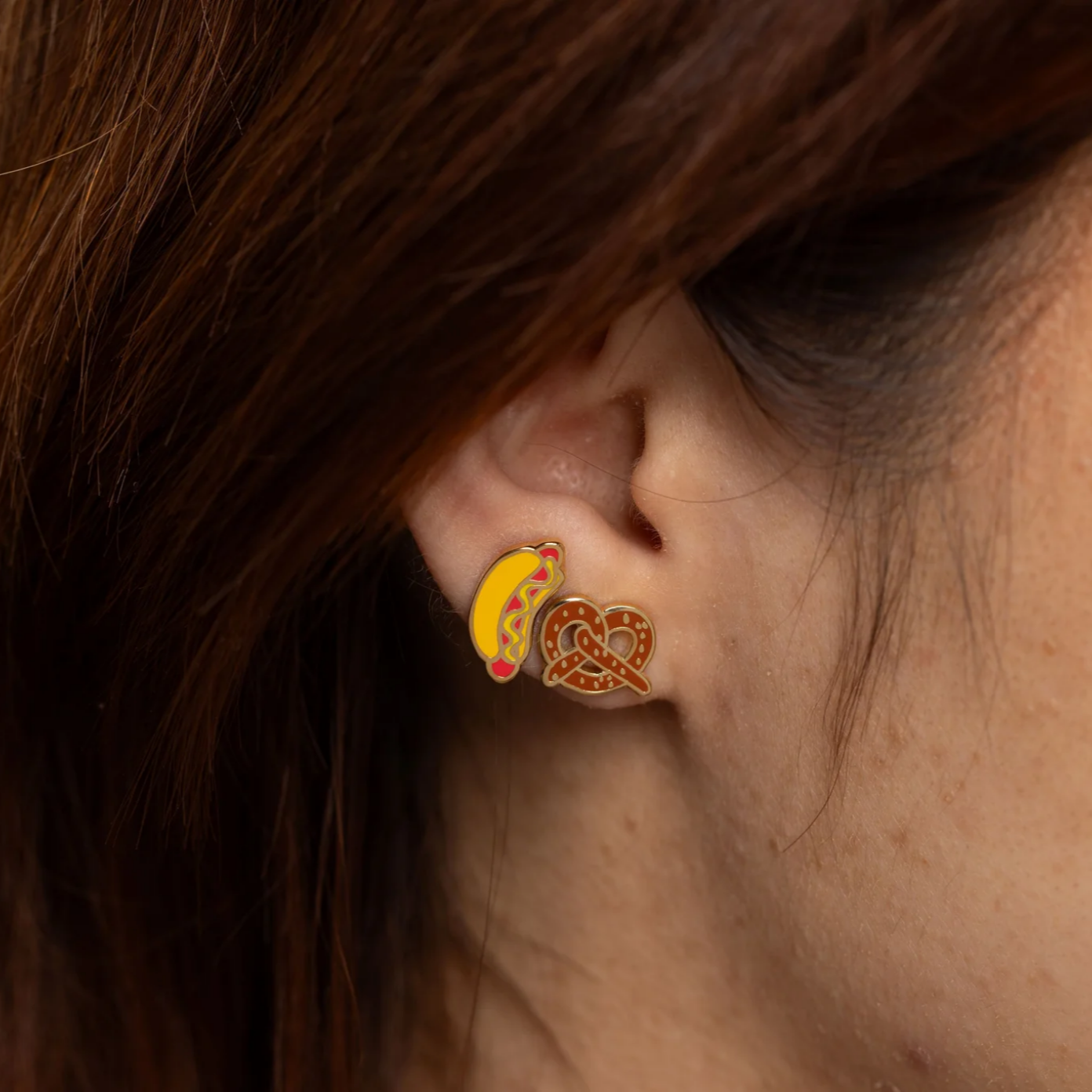 Hot Dog & Pretzel Earrings