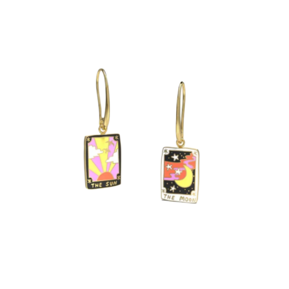 Sun and Moon Tarot Drop Earrings