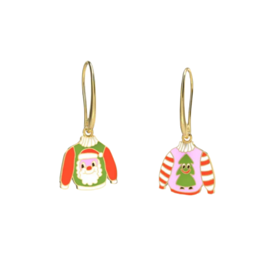 Christmas Santa and Tree Drop Earrings