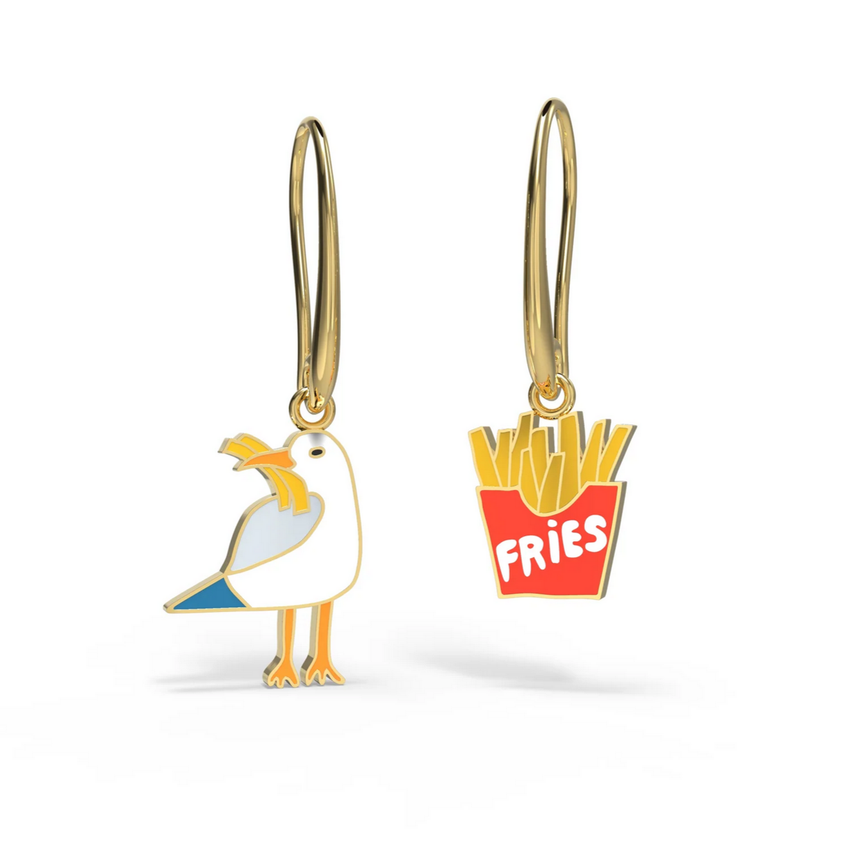 Seagull & Fries Drop Earrings