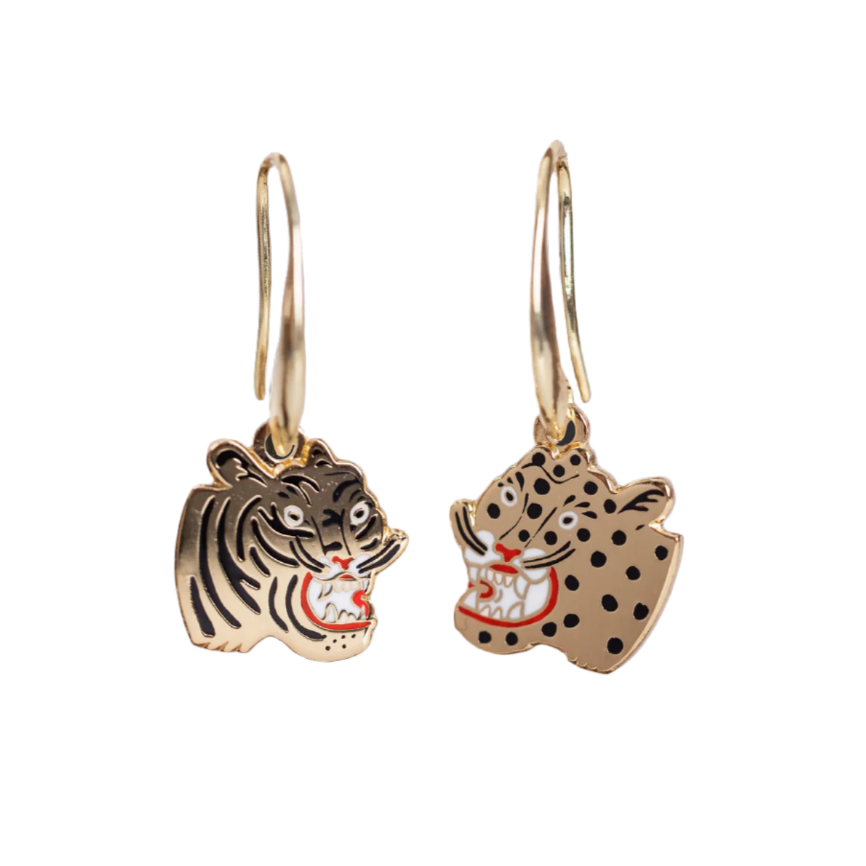 Tiger & Cheetah Drop Earrings by Kristina Micotti